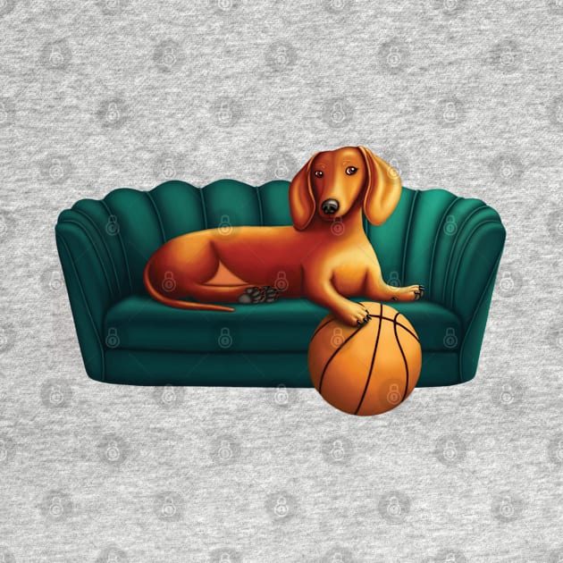 Dachshund on a couch by SqwabbitArt